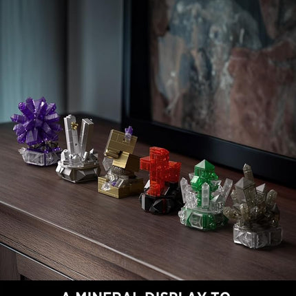 Nifeliz Geology Rock Collection Building Set for Adults, 6 Different Kinds of Gemstone Model Toys, Creative Desk Decoration & Fun Gift for Mineral Lovers (616PCS, NF10306)