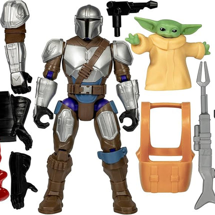 Star Wars MixMashers Deluxe Mandalorian Figure with Grogu to Mix and Combine with Accessories