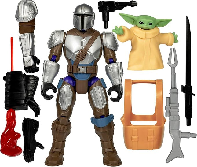 Star Wars MixMashers Deluxe Mandalorian Figure with Grogu to Mix and Combine with Accessories