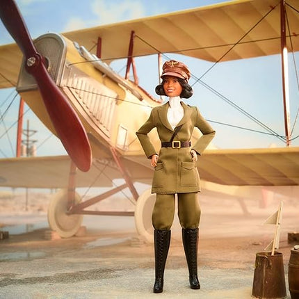 Barbie Inspiring Women Doll, Bessie Coleman Collectible Dressed in Aviator Suit with Helmet and Goggles
