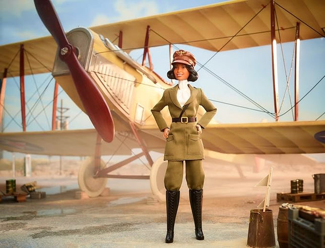 Barbie Inspiring Women Doll, Bessie Coleman Collectible Dressed in Aviator Suit with Helmet and Goggles