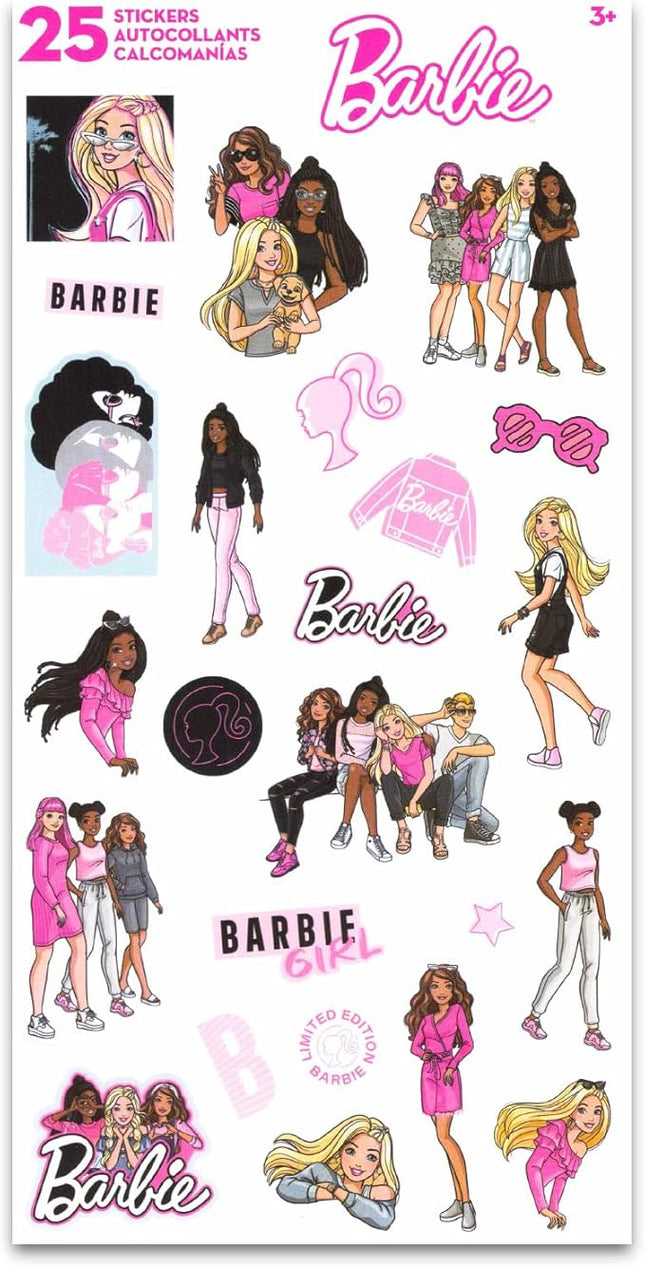 Barbie Party Favors for Girls Bundle ~ 12 Pack Barbie Sticker Sheets for Kids Birthday Party Goodie Bags | Party Supplies Set