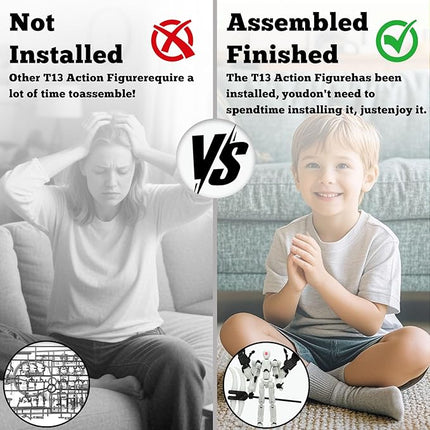 T13 Action Figure Assembly Completed, T13 Multi-Jointed Movable Robot Action Figure Set,Collectors Desktop Decorations for Game Lovers Toys (White Luminous Green, 5.5IN)