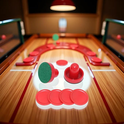 2 Pcs Red Air Hockey Pushers and Air Hockey Pucks Great Goal Handles Paddles Replacement Accessories for Game Tables, Air Hockey Tables and Equipment