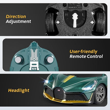 MIEBELY Remote Control Car - 1/24 Scale Fast Rc Race Car, Bugatti Divo 3.7V 500 mAh Toys with Headlight, Racing Hobby Model Birthday Ideal Gifts for Adults Kids Boys Age 6 7 8 9 Year Old