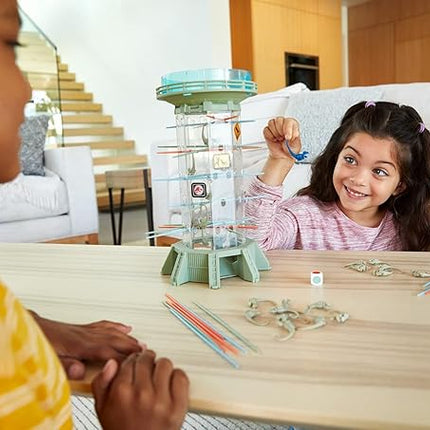 Mattel Games Jurassic World Dominion KerPlunk! Raptors Game with Tower, Sticks and Toy Velociraptor Dinosaurs, Toy and Collectible