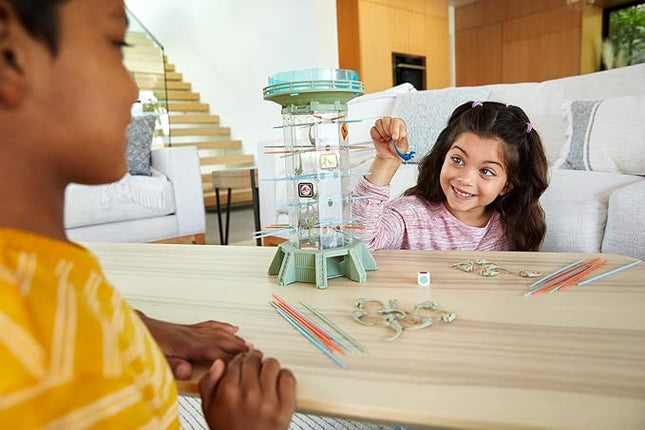 Mattel Games Jurassic World Dominion KerPlunk! Raptors Game with Tower, Sticks and Toy Velociraptor Dinosaurs, Toy and Collectible