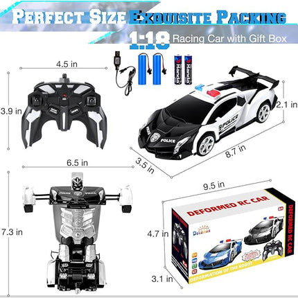 Dolanus Remote Control Car - Transform Robot RC Cars Contains All Batteries: One-Button Deformation and 360 Degree Rotating Drifting, Present Christmas Birthday Gift for Boys/Girls