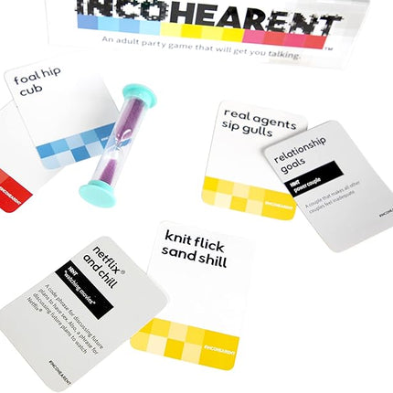 WHAT DO YOU MEME? Incohearent, The Guess The Gibberish Party Game by Relatable, A Funny Card Game for Adults, Great for Game Night Games, Includes 400 Cards, Instructions, and 1 Sand Timer