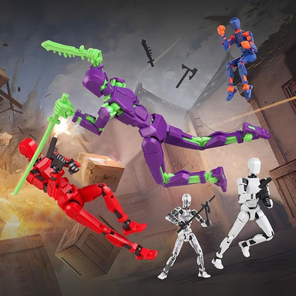 T13 Action Figure Set, 6PCS T 13 Robot Action Figure Titan 13 3D Printed Toys Articulated, for Modeling Enthusiasts Etc Birthday Gifts & Children's Day Gifts for Kids 5-8 Years Old（Assembly Required）