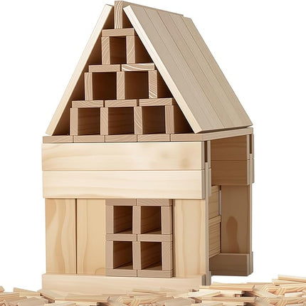 Large Open Ended Wooden Building Blocks for Kids 44 lb, 19.7″ Giant Natural Pine Rectangular Wood Building Toys 32pcs，XXL STEM Construction Toys for Toddlers, Birthday Gift for Kids Ages 4-12 (Large)