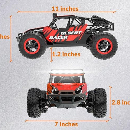 RACENT Remote Control Cars for Boys - 1:16 Scale 20kph Fast RC Truck All Terrain Off-Road Monster Truck Toy for Kids & Adults with 2 Rechargeable Batteries (Red)