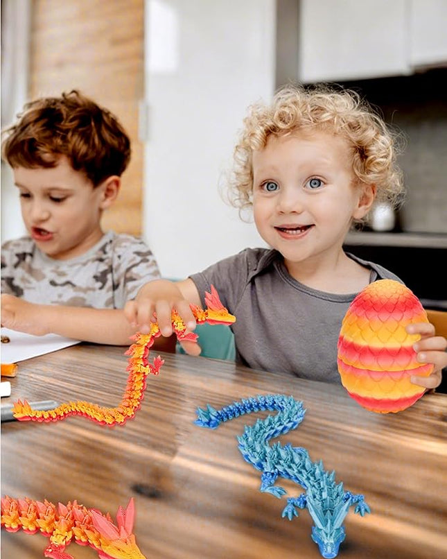 12 Inch 3D Printed Dragon - Mystery Surprise Egg with Flexible Articulated Dragon Inside, Cool Dragons Toys for Boys Kids Age 5-7