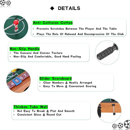 13.6 Inch Mini Wood Foosball Table, Soccer Table Football with 2 Balls Soccerball Tabletop Foosball Sports Gift Indoor Game for Party Kids Play Toys