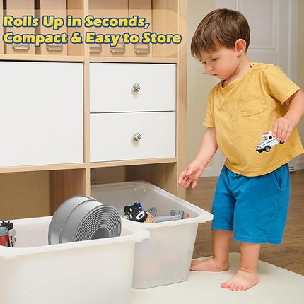 Flexible Race Track for Kids, 15ft Flex Tracks Compatible with Hot Wheels and Diecast 1/64th Cars, Roll Up Race Car Track for Kids Ages 3-12, Hot Wheels Track with Strong Suction Cups