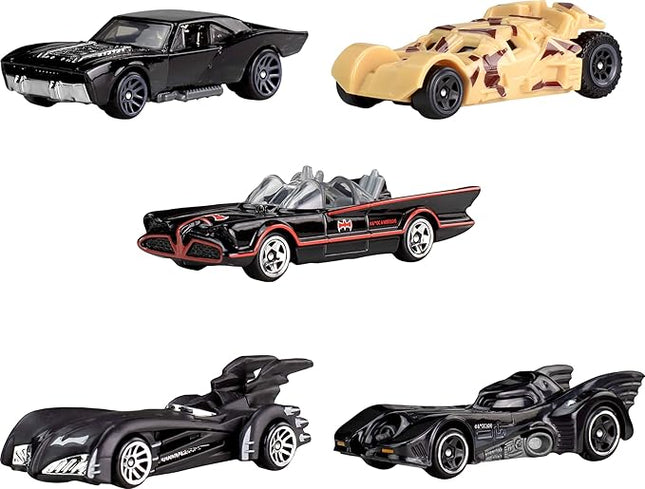 Hot Wheels 1:64 Scale Die-Cast Toy Cars, Set of 5 Batman 85th Anniversary Vehicles Featuring 5 Different Batmobile Replicas in Commemorative Packaging (Amazon Exclusive)