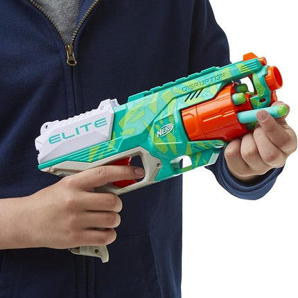 NERF Elite Disruptor Dynamic Green Dart Blaster, Rotating Drum, Slam Fire, Kids Outdoor Toys for 8 Year Old Boys & Girls (Amazon Exclusive)