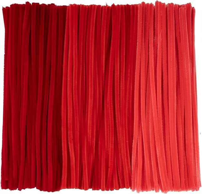Caydo 300 Pieces Red Pipe Cleaners Craft Chenille Stems for DIY Art Creative Crafts Party Valentine's Day Decorations (12 Inch x 6 mm)