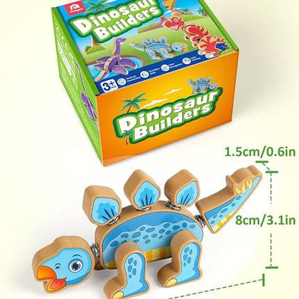 Coogam Dinosaur Snap Together Building Toys, Wooden Take Apart Dinosaur Playset, STEM Montessori Educational Fine Motor Skill Toy Gift for 3 4 5 Years Old Kids