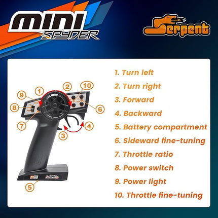 Serpent 1:24 Mini RC Car RTR with Gyro, 1/24 Scale 2.4GHz Off-Road RC Car, All Terrain Off-Road Buggy, High Performance RC with 1 Battery 1 USB Data Cable