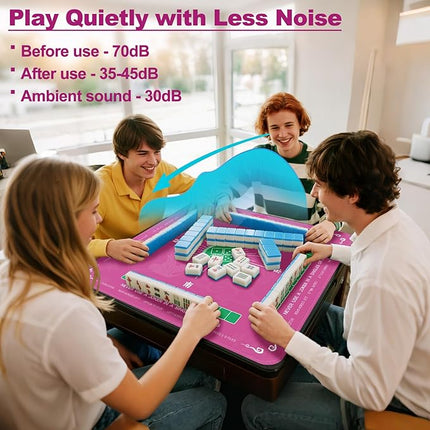 Mahjong Mat - 32.4x32.4 Inch Noise Reduction Anti-Slip Gaming Mat for Mahjong, Poker, Board Games, Card Games, Dominoes (Pink)