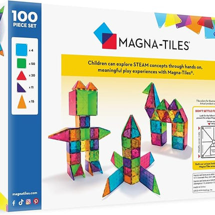 MAGNA-TILES Classic 100-Piece Magnetic Construction Set, The ORIGINAL Magnetic Building Brand