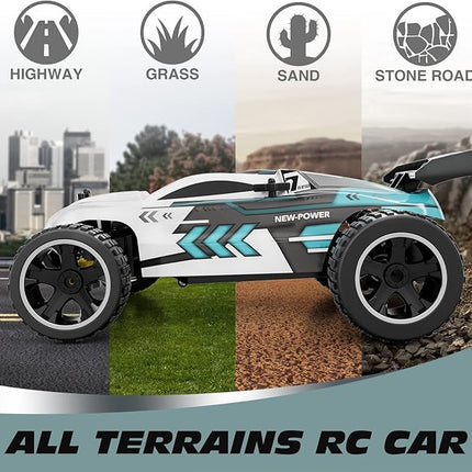 Tecnock RC Cars Remote Control Car for Kids, 1:18 Scale 20 KM/H 2WD Offroad Buggy, 2.4GHz RC Racing Car with USB-C Easy Charging & 50 Mins Playtime, Toys Gifts for Boys & Girls
