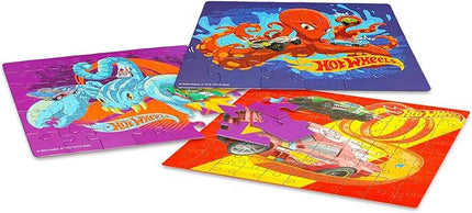 Hot Wheels 3 Pack Kids Puzzles (1X24PC, 1X 48PC, 1X100PC)