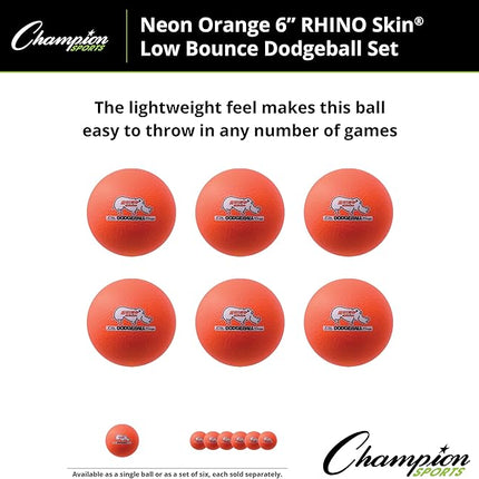 Champion Sports® Rhino Skin® Low Bounce Dodgeball Sets & Singles for Playground, PE, Backyard & League Games – Team Sports Equipment for Youth & Adults