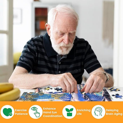 100 Piece Big Piece Jigsaw Puzzle for Seniors Elephant Forest Dementia Large Piece Puzzles for Seniors- Alzheimer's Activity for Adults Puzzle- Best Memory Game for Patiens in Nursing Home 15" x 19"