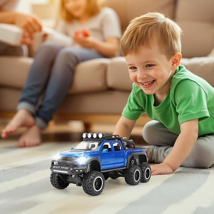 Toy Truck Pickup Model Car for Boys Age 3-8 Diecast Truck by F150 with Sound and Light for Kids, Pull Back Car Gift Toys for 4-7 Years Old