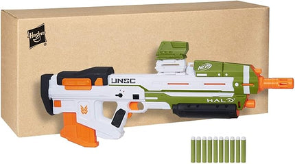Nerf Halo MA40 Motorized Dart Blaster - Includes Removable 10-Dart Clip, 10 Official Nerf Elite Darts, and Attachable Rail Riser