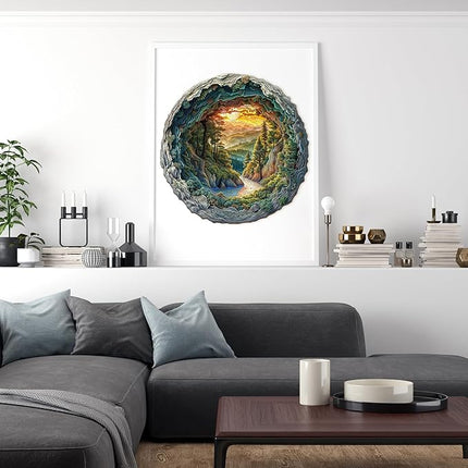 Wooden Puzzles for Adults, Wooden Jigsaw Puzzles for Adults Kids, 3D Cave Forest Unique Shaped Wood Puzzles Adult, Creative Birthday Gifts for Friends Family Game (13.4 * 13.3in 300pcs)