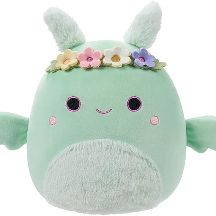 Squishmallows Original 7.5-Inch - Tove The Mint Green Mothman with Flower Crown and Fuzzy Belly