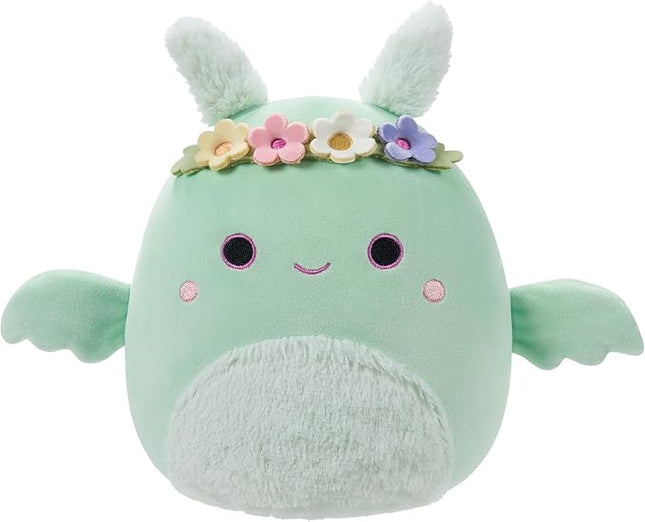 Squishmallows Original 7.5-Inch - Tove The Mint Green Mothman with Flower Crown and Fuzzy Belly