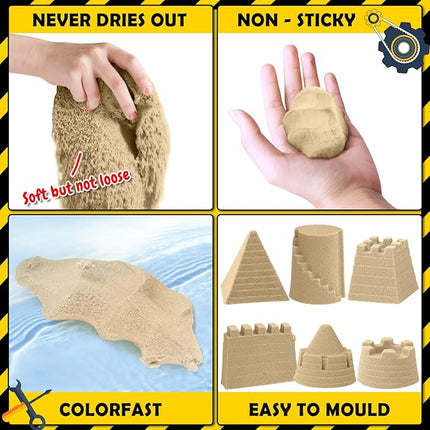 ESSENSON Construction Sensory Bin - Play Sand Kit with Toy Truck and 4lbs Magical Sand, Pretend Play Beach Sensory Toy Sandbox, Kids Gifts for Girls and Boys
