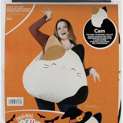 Jazwares Adult Squishmallow Cam the Cat Costume - Plush Calico Cat Vest for Halloween and Cosplay - One Size
