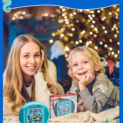 Rotating 3D Puzzle for Kids 3 4 5 6 7 Year Old, 4 Puzzles in 1, Handheld Game Fidget Toys for Travel, Cars & Plane, Fine Motor Skills Developing (Marine Life)