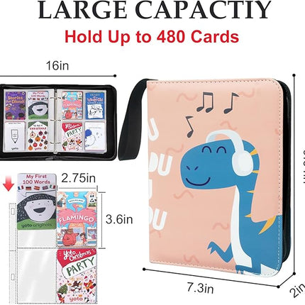 Yoto Card Holder for Yoto Player Cards,480 Pockets Large Capacity Card Case Binder,Portable Waterproof Card Storage Bag with Removable Sleeves for Yoto Story Mini Player Cards