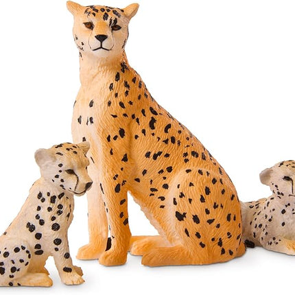 Terra by Battat – 4 Pieces Cheetah Family – 1 – 4-Inch Plastic Cheetah Figurines – Realistic Zoo Safari Animals for Kids – Educational Toy Figures – Inspires Imaginative Play – 3+ Years