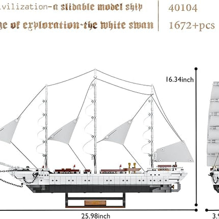 JMBricklayer Ship Building Toy - Building Sets for Adult 40104, White Swan Model Ship Attractive Showroom Decoration, Pirate Ship & Nautical Adventure Experience Construction Toys