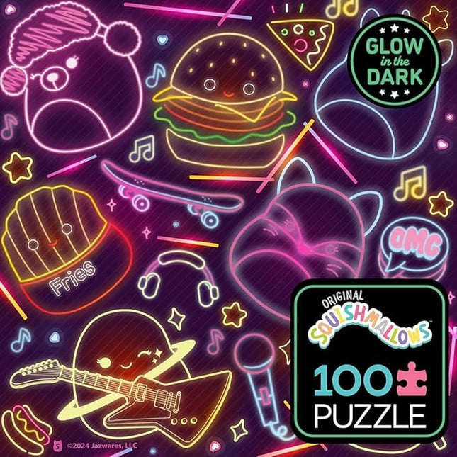 Buffalo Games - Glow in The Dark - Squishmallow Neon Lights - 100 Piece Jigsaw Puzzle