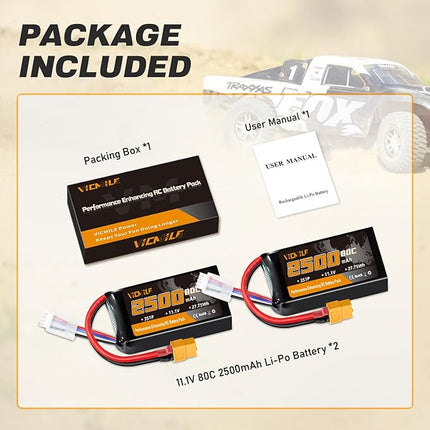 3S Lipo Battery 2500mAh 11.1V 80C High Discharge Rate Shorty Pack RC Batteries with XT60 Plug Fit for RC Airplane FPV Quadcopter Helicopter Drone and Racing RC Hobby Models 2500 High Capacity