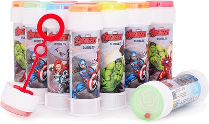 Toyland® Pack of 12 Avengers Bubbles with Wands, 2fl oz Solution & Novelty Maze Lid - Pocket Money & Party Bag Toys