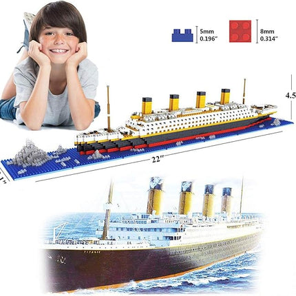 Titanic Ship Model Building Block Set, 3D Puzzle Sets DIY Educational Toys, Bricks Toy, with 1860Pcs Micro Mini Blocks, Ideal Gift for Kids and Adults