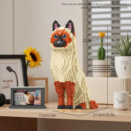 Animal Cat Series Pet Siamese Cat Building Block Kits - Secret Small Storage Box Inside! Ideal Toy for Cat Lovers, Kids & Adults ﻿