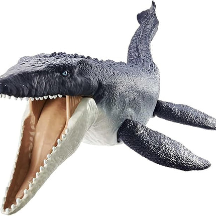 Mattel Jurassic World Dominion Ocean Protector Mosasaurus Dinosaur Action Figure from 1 Pound of Recycled Plastic, Movable Joints, Toy Gift with Physical and Digital Play
