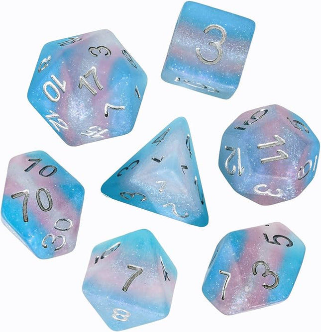 HDdais 7PCS Trans-Pride Polyhedral DND Dice Set, Homosexual Flag D&D Dice for RPG and Other Table Games (Matte)