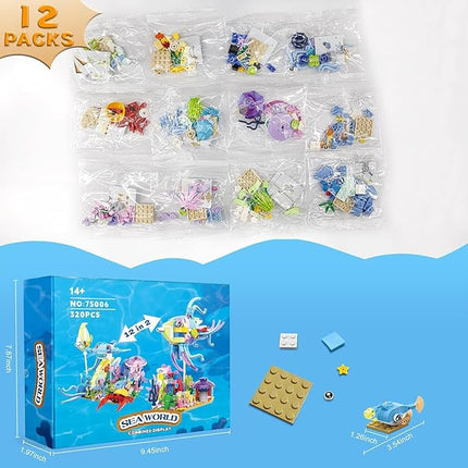 Party Favors for Gifts, 12 in 2 Creative Building Set Mini Sea World, Classroom Prizes Goodie Bag Fillers Stuffers, Birthday Halloween