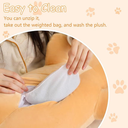 SQEQE Weighted Dog Plush, Weighted Dog Stuffed Animal, Cute Larbrador Plushies Soft Pillow Toy Gift for Kids Adults Brown 13.8 Inch, 1.6 Lbs